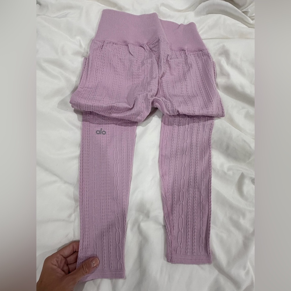 Alo Yoga Cable Knit Leggings Lilac Purple High-Waist Size S - Picture 2 of 5